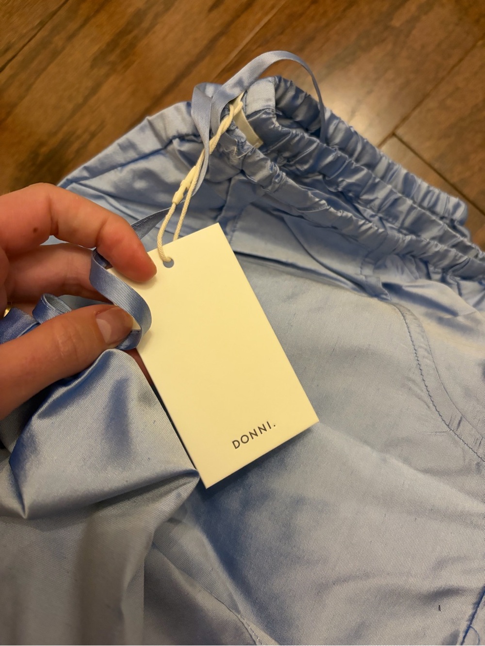 DONNI The Silk Taffeta Cargo Pant IN CLOUD blue xs NWT - Picture 6 of 10